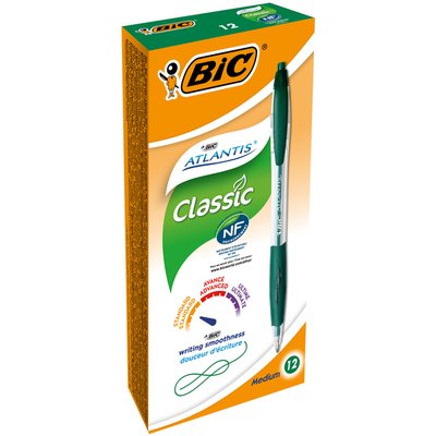 Balpen Bic Atlantis classic grip clic medium groen