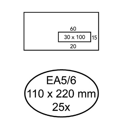 Envelop Quantore 110x220mm venster 3x10cm rechts zelfklevend 25 stuks