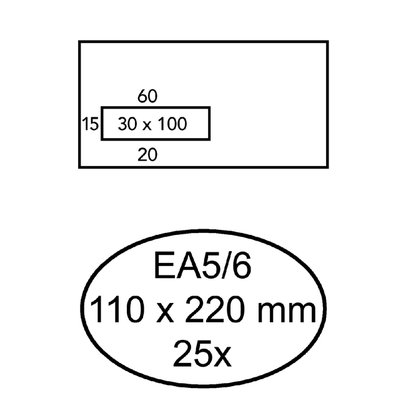 Envelop Quantore 110x220mm venster 3x10cm links zelfklevend 25 stuks