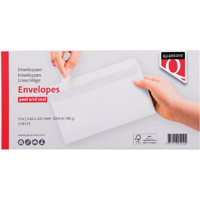 Envelop Quantore bank EA5/6 110x220mm zelfklevend wit 50 stuks