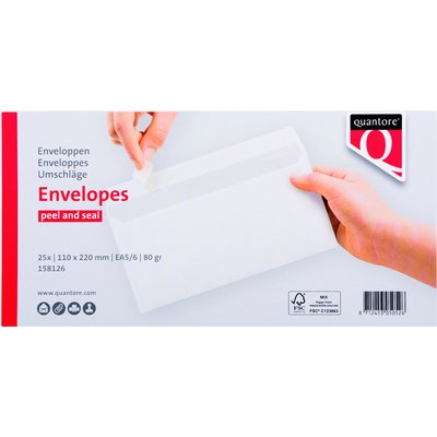 Envelop Quantore bank EA5/6 110x220mm zelfklevend wit 25 stuks