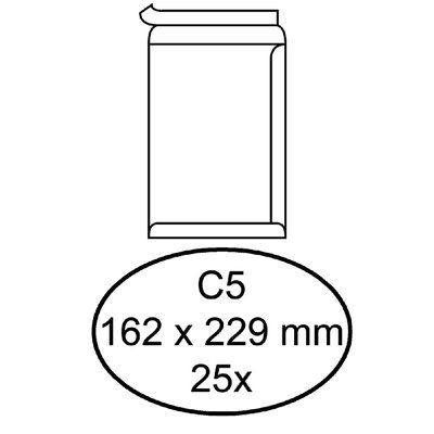 Envelop Quantore akte C5 162x229mm zelfklevend wit 25 stuks