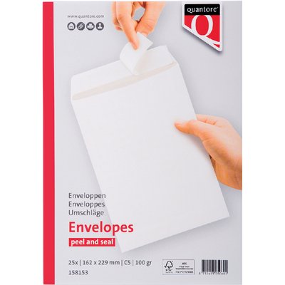Envelop Quantore akte C5 162x229mm zelfklevend wit 25 stuks