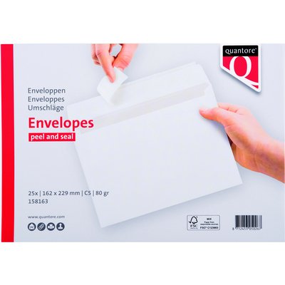 Envelop Quantore bank C5 162x229mm zelfklevend wit 25 stuks