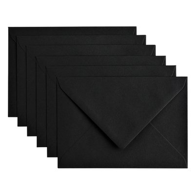 Envelop Papicolor C6 114x162mm ravenzwart pak à 6 stuks