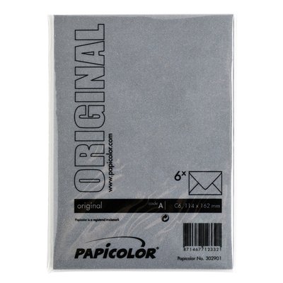 Envelop Papicolor C6 114x162mm ravenzwart pak à 6 stuks