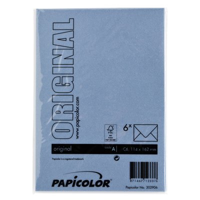 Envelop Papicolor C6 114x162mm donkerblauw pak à 6 stuks