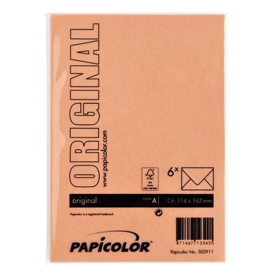 Envelop Papicolor C6 114x162mm oranje pak à 6 stuks