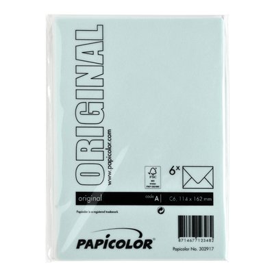Envelop Papicolor C6 114x162mm zeegroen pak à 6 stuks