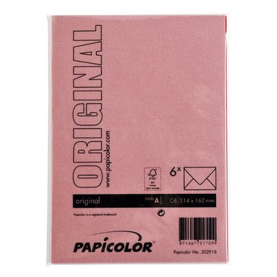 Envelop Papicolor C6 114x162mm rood pak à 6 stuks
