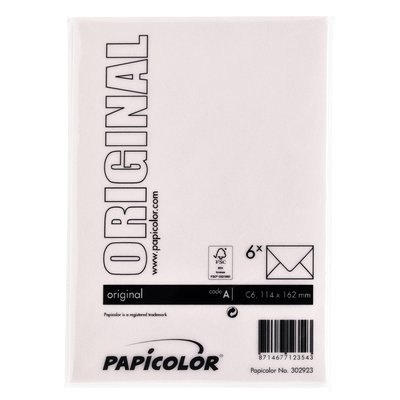 Envelop Papicolor C6 114x162mm lichtroze pak à 6 stuks