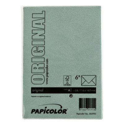 Envelop Papicolor C6 114x162mm dennengroen pak à 6 stuks