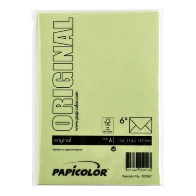 Envelop Papicolor C6 114x162mm appelgroen pak à 6 stuks