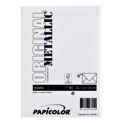 Envelop Papicolor C6 114x162mm metallic parelwit pak à 6 stuks