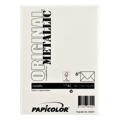 Envelop Papicolor C6 114x162mm metallic ivoor pak à 6 stuks