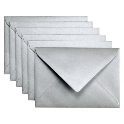 Envelop Papicolor C6 114x162mm metallic zilver pak à 6 stuks