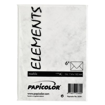Envelop Papicolor C6 114x162mm marble grijs pak à 6 stuks