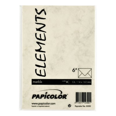 Envelop Papicolor C6 114x162mm marble ivoor pak à 6 stuks