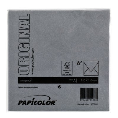 Envelop Papicolor 140x140mm ravenzwart pak à 6 stuks