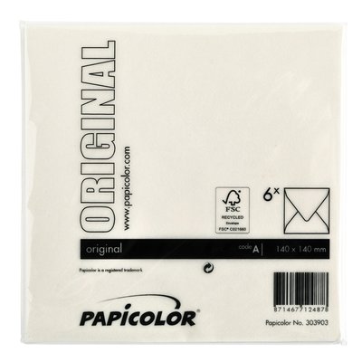Envelop Papicolor 140x140mm anjerwit pak à 6 stuks