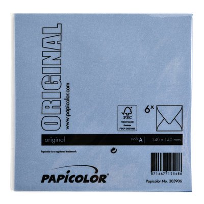 Envelop Papicolor 140x140mm donkerblauw pak à 6 stuks