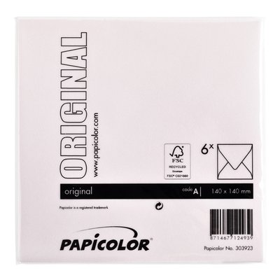 Envelop Papicolor 140x140mm lichtroze pak à 6 stuks
