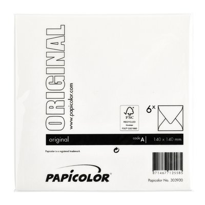 Envelop Papicolor 140x140mm hagelwit pak à 6 stuks