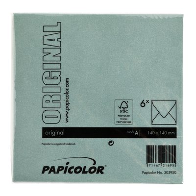 Envelop Papicolor 140x140mm dennengroen pak à 6 stuks