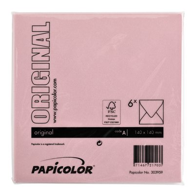 Envelop Papicolor 140x140mm babyroze pak à 6 stuks