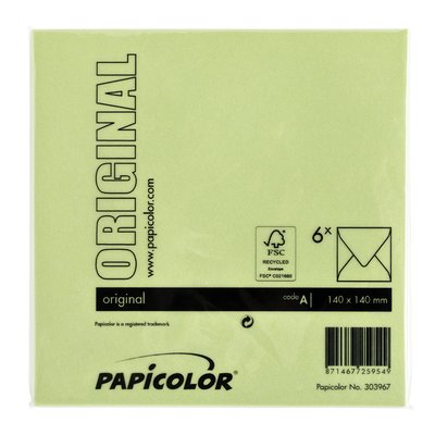 Envelop Papicolor 140x140mm appelgroen pak à 6 stuks