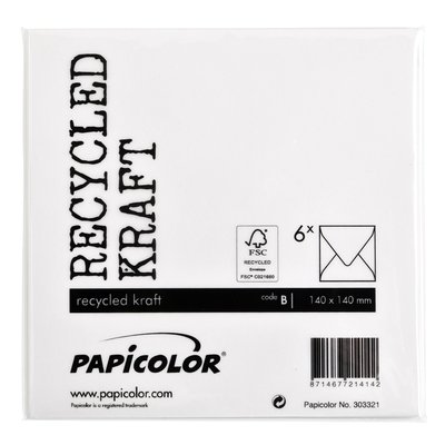 Envelop Papicolor 140x140mm kraft wit pak à 6 stuks