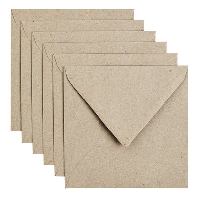 Envelop Papicolor 140x140mm kraft grijs pak à 6 stuks