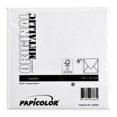 Envelop Papicolor 140x140mm metallic parelwit pak à 6 stuks