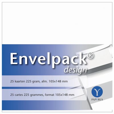 Carte simple Papyrus Envelpack Design A6 105x148mm blanc 894426 25 pièces