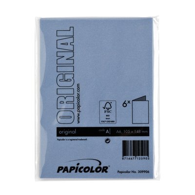 Carte de correspondance Papicolor double 105x148mm bleu roi 6 pièces