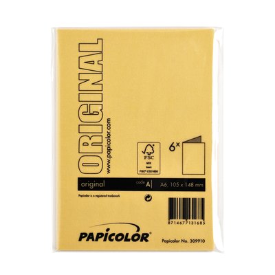Carte de correspondance Papicolor double 105x148mm jaune bouton d'or 6 pièces