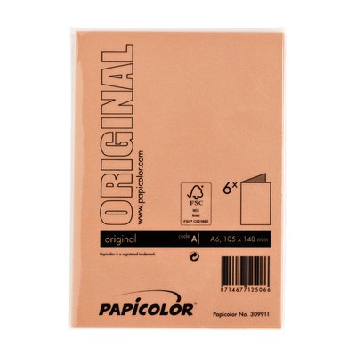 Carte de correspondance Papicolor double 105x148mm orange 6 pièces