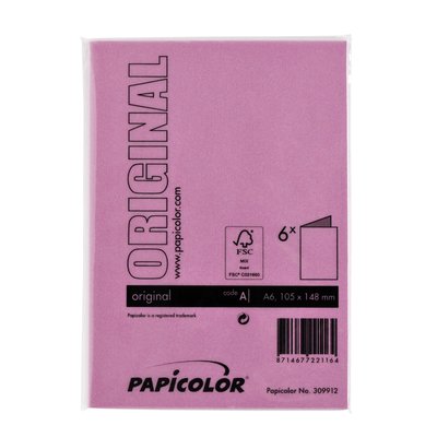 Carte de correspondance Papicolor double 105x148mm rose vif 6 pièces