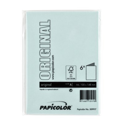 Carte de correspondance Papicolor double 105x148mm vert bleuté 6 pièces