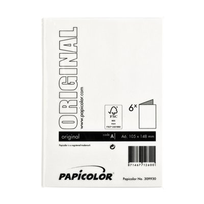 Carte de correspondance Papicolor double 105x148mm blanc neige 6 pièces