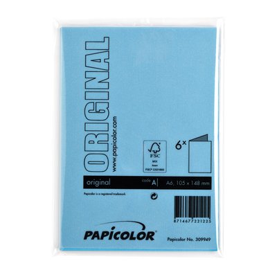 Carte de correspondance Papicolor double 105x148mm bleu ciel 6 pièces