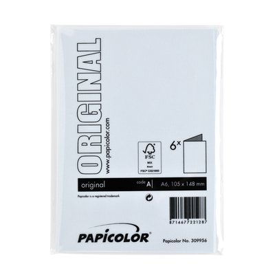 Correspondentiekaart Papicolor dubbel 105x148mm babyblauw pak à 6 stuks