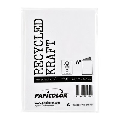 Carte de correspondance Papicolor double 105x148mm kraft blanc 6 pièces
