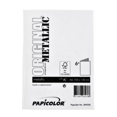 Carte de correspondance Papicolor double 105x148mm blanc perle métallisé 6 pièces