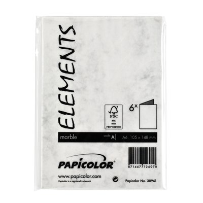 Correspondentiekaart Papicolor dubbel 105x148mm marmer grijs pak à 6 stuks