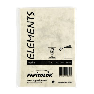 Correspondentiekaart Papicolor dubbel 105x148mm marmer ivoor pak à 6 stuks