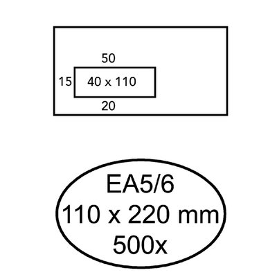 Envelop Quantore 110x220mm venster 4x11cm links zelfklevend 500 stuks