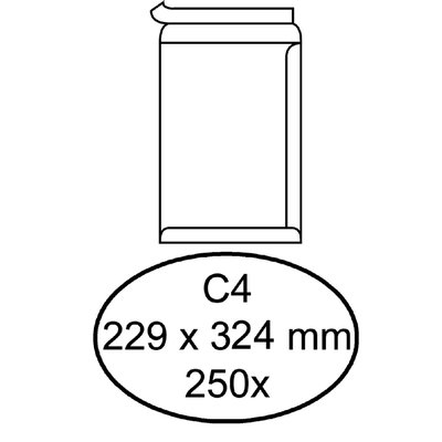 Envelop Hermes akte C4 229x324mm zelfklevend wit doos à 250 stuks