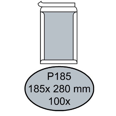 Envelop Quantore bordrug P185 185x280mm zelfklevend wit 100 stuks