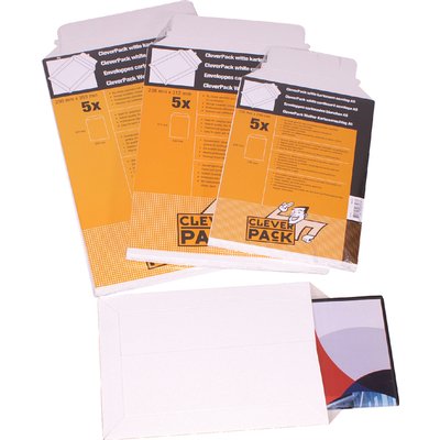 Envelop CleverPack karton A5 176x250mm wit pak à 5 stuks